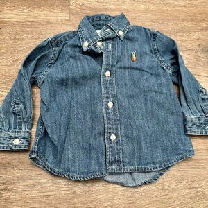 Polo Ralph Lauren Chambray Button Down Shirt Sz 9m